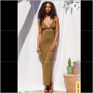 NWT Olive Green Cutout Bodycon Maxi Dress